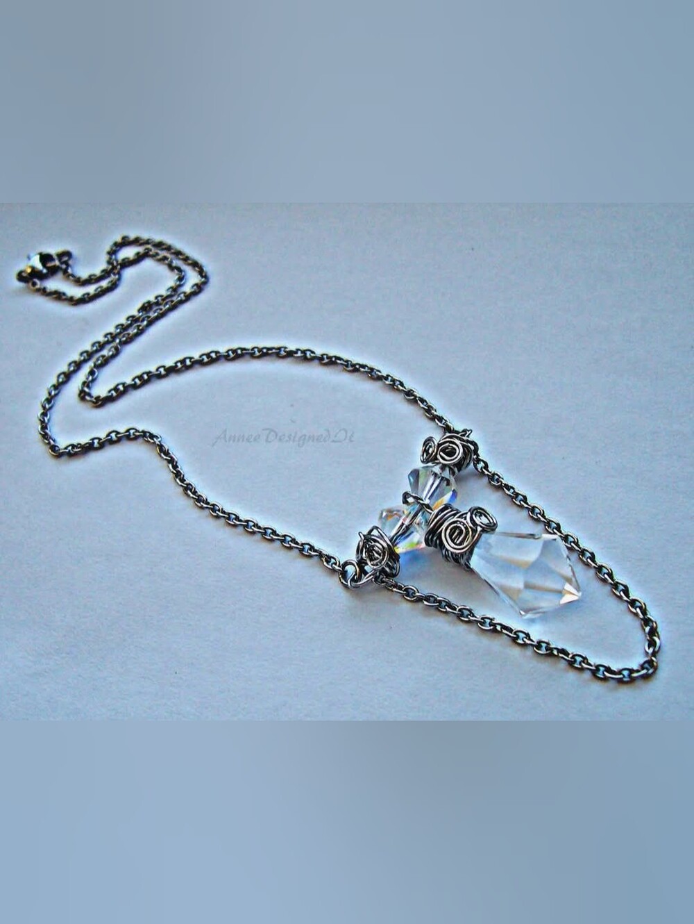 Wire wrap Sworvski Crystals - Pendant Necklace